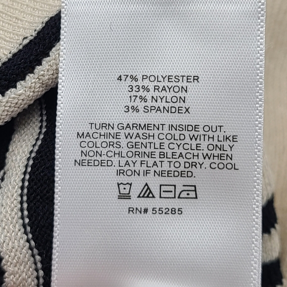 Express Striped Ruffle Flutter Sleeve Knit Top Sweater Black Sandshell Beige XS - Picture 12 of 13